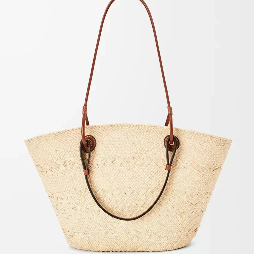 Loewe - Panier Anagram en palmier Iraca et cuir de veau